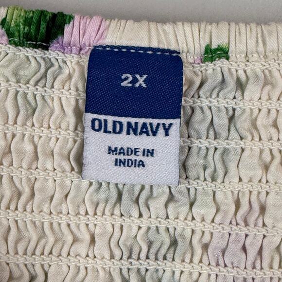 Old Navy Floral Mini Dress 2X Multi Smocked Puff Sleeve Cottagecore Boho Bloom - Picture 5 of 9